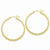 Sterling Silver Gold-flashed Bamboo Patterned 35mm Hoop Earrings