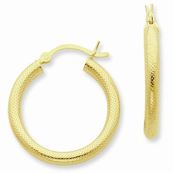 Sterling Silver Gold-flashed Patterned 25mm Hoop Earrings
