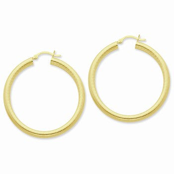 Sterling Silver Gold-flashed Patterned 45mm Hoop Earrings