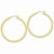 Sterling Silver Gold-flashed Ribbed 45mm Hoop Earrings