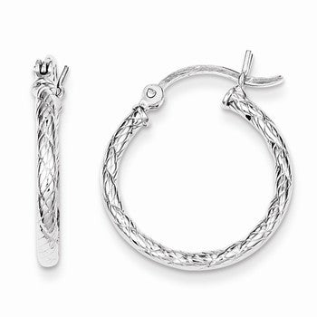Sterling Silver Patterned Twist 20mm Hoop Earrings