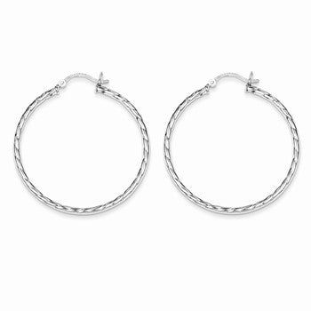 Sterling Silver Twisted 40mm Hoop Earrings