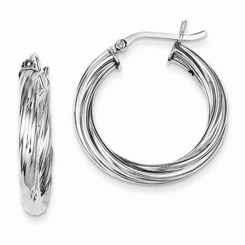 Sterling Silver Twist 25mm Hoop Earrings
