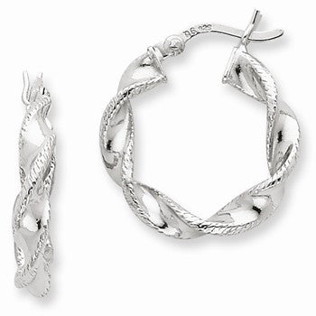 Sterling Silver Twist 20mm Hoop Earrings