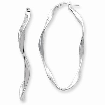 Sterling Silver Polished Wavy Hoop Earrings