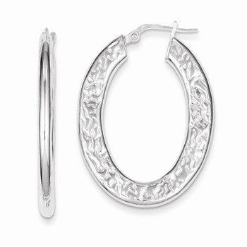 Sterling Silver Polished Oval Hoop Earrings