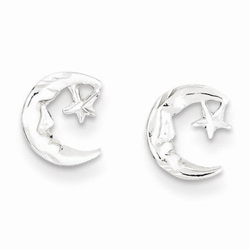 Sterling Silver Moon Star Mini Earrings