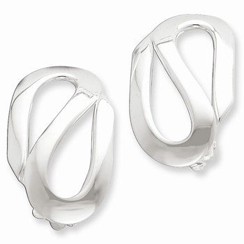 Sterling Silver Polished Clip-on Earrings
