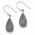 Sterling Silver Antiqued Polished Textured Teardrop Dangle Earrings