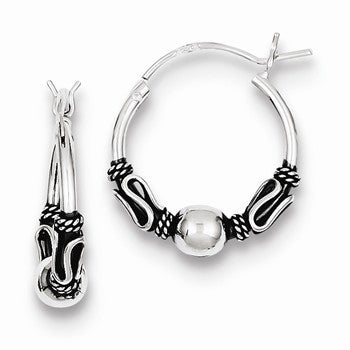 Sterling Silver Antiqued Hoop Earrings