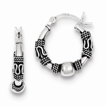 Sterling Silver Antiqued Hoop Earrings