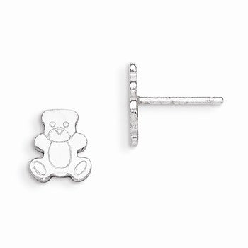 Sterling Silver Polished Teddy Bear Post Earrings