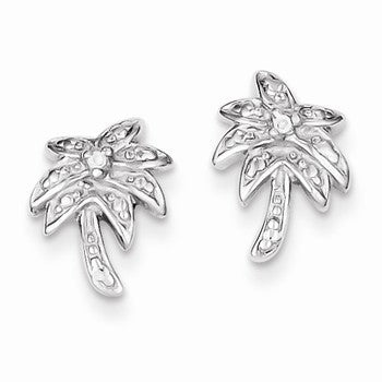 Sterling Silver CZ Palm Tree Post Earrings