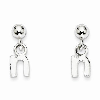 Sterling Silver Polished N Dangle Post Earrings
