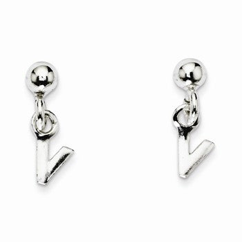 Sterling Silver Polished V Dangle Post Earrings