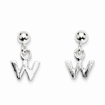 Sterling Silver Polished W Dangle Post Earrings