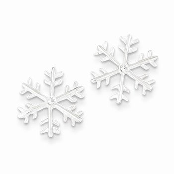 Sterling Silver CZ Polished Snowflake Post Earrings