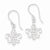 Sterling Silver White CZ Accented Fleur de Lis Dangle Earrings
