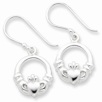 Sterling Silver Claddagh Dangle Earrings