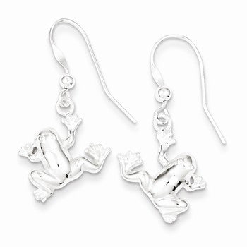 Sterling Silver Polished Frog Dangle Earrings
