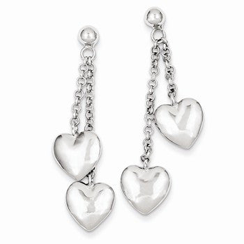 Sterling Silver Polished Multi Hearts Post Dangle Earrings