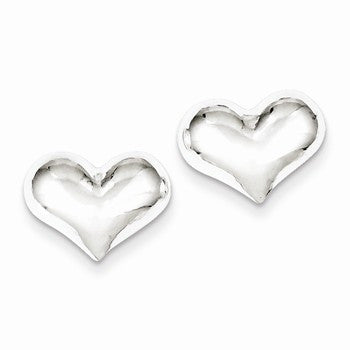 Sterling Silver Polished Puff Heart Post Earrings