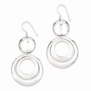 Sterling Silver Polished Fancy Circle Dangle Earrings