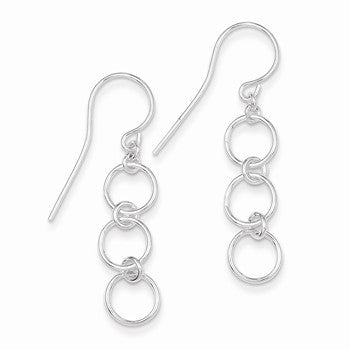 Sterling Silver Polished Fancy Circle Dangle Earrings