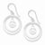 Sterling Silver Double Circles w/ Small Peace Symbol Dangle Earrings
