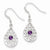 Sterling Silver Amethyst Polished Fancy Filigree Dangle Earrings