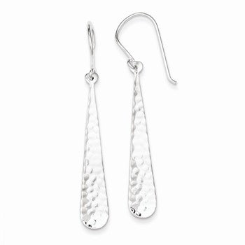 Sterling Silver Hammered Teardrop Dangle Earrings