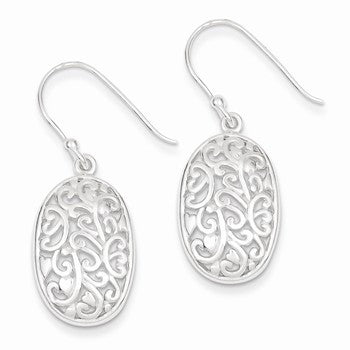 Sterling Silver Polished Filigree Dangle Earrings