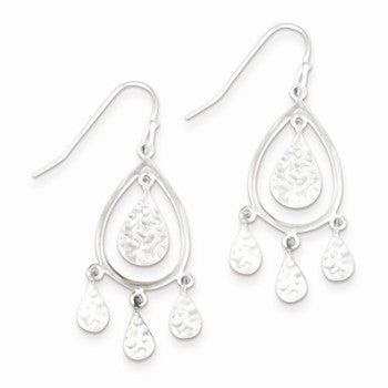 Sterling Silver Polished Teardrop Dangle Earrings