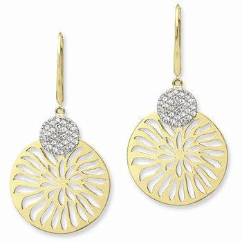 Sterling Silver Flash Gold-Plated Fancy CZ Dangle Earrings