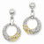 Sterling Silver CZ Open Circle with Gold-Plated Hearts Post Dangle Earrings