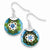 Sterling Silver Multicolored Glass Polished Circle Dangle Earrings