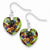 Sterling Silver Multicolored Glass Polished Heart Dangle Earrings