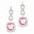 Sterling Silver Pink Square CZ Post Dangle Earrings