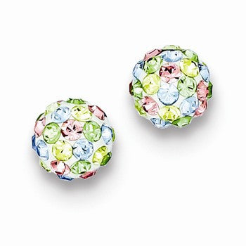 Sterling Silver Multicolor Swarovski Crystal 7mm Post Earrings