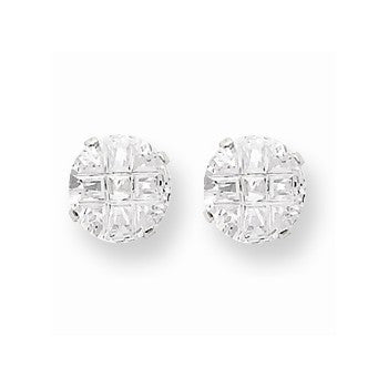 Sterling Silver 8mm Round 4 Prong CZ Stud Earrings