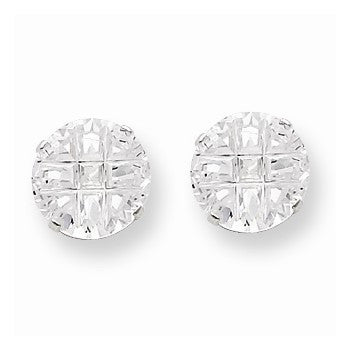 Sterling Silver 10mm Round 4 Prong CZ Stud Earrings