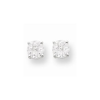 Sterling Silver 5mm Round 4 Prong CZ Stud Earrings