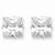 Sterling Silver 9mm Square CZ 4 Prong Stud Earrings