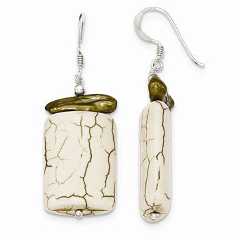 Sterling Silver Reconstructed Magnesite FW Cult. Pearl Earrings