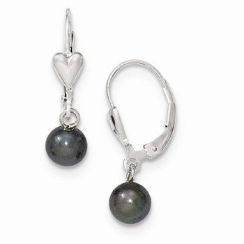 Sterling Silver 6-7mm Black Freshwater CulturedPearl Leverback Earrings