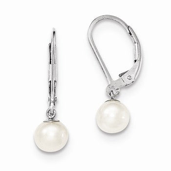 Sterling Silver 6-7mm White Freshwater CulturedPearl Leverback Earrings