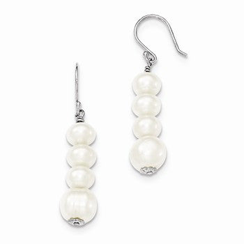 Sterling Silver 6-8mm FW Cult. Pearl White Earrings