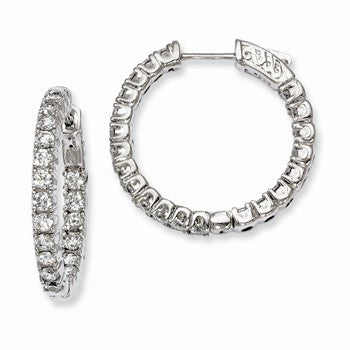 Sterling Silver Rhodium-plated CZ In & Out Hinged Hoop Earrings