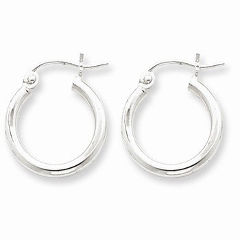 Sterling Silver Rhodium-plated 2mm Round Hoop Earrings