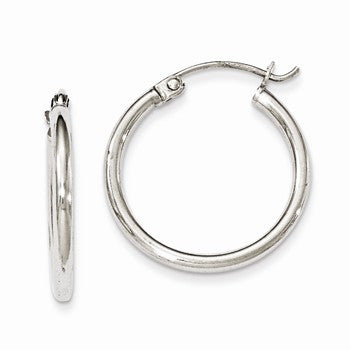 Sterling Silver Rhodium-plated 2mm Round Hoop Earrings
